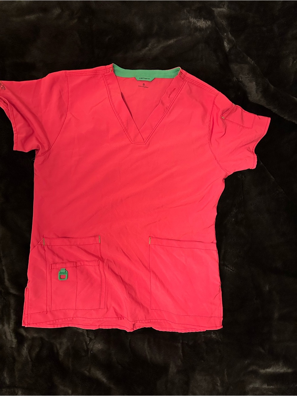 CARHARTT Cross-Flex Women's V-Neck Scrub Top C12110 PINK Sz SMALL